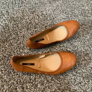 Brown Faux Leather Flats